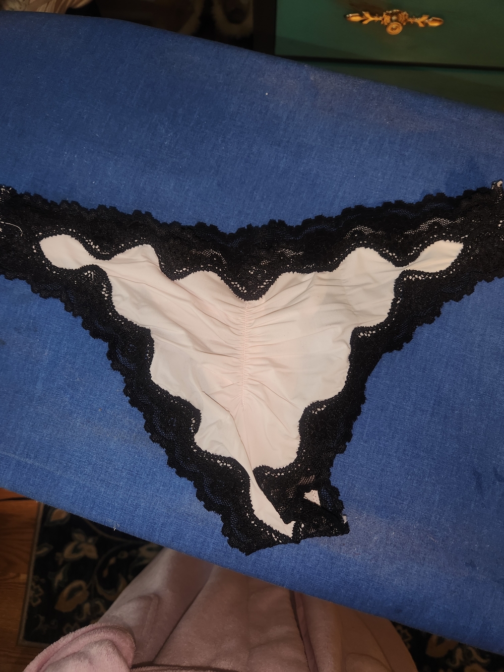 Victoria's Secret Blush Bikini Panty with Black Lace